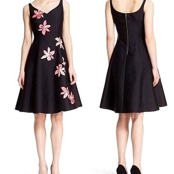 Kate Spade Black Tiger Lily Applique Fit & Flare Dress | Size 2, NWOT - Picture 11 of 12